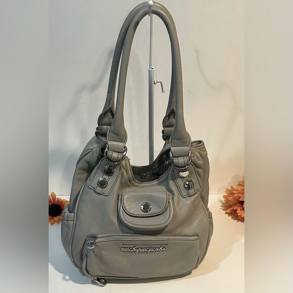 Marc by Marc Jacobs Elegant Gray Leather hobo Handbag hobo shoulder bag - Picture 12 of 12